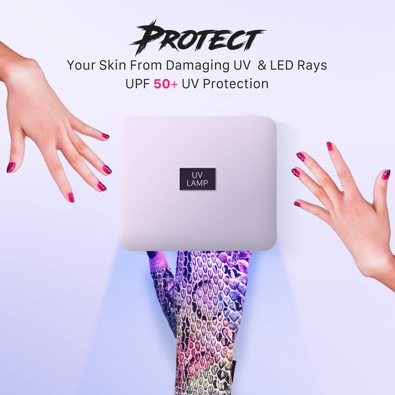 ManiGlovz - The Original UPF 50+ UV Light Protective Nail Gloves | Gel Manicure Gloves and Anti UV Fingerless Gloves for Women | Can be Used as Sun Protection Gloves for Driving | Hard Core Print - Image 4